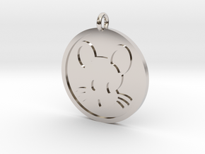 Mouse Pendant in Rhodium Plated Brass