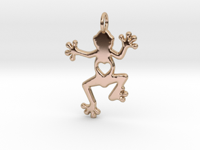 Tree frog pendant in 14k Rose Gold Plated Brass