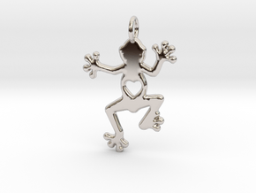 Tree frog pendant in Rhodium Plated Brass