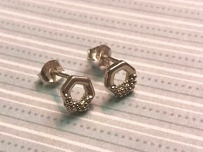 Bubbly Hex Post Earrings  in 18k Gold Plated Brass