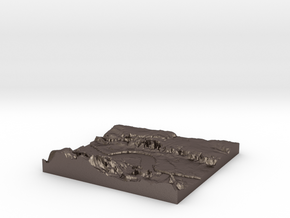 3D Relief map of Grays Thurrock & Tilbury in Essex in Polished Bronzed Silver Steel