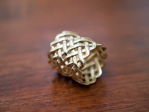 Full knuckle woven ring - Size 9 1/2 in Polished Brass