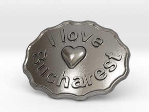 I Love Bucharest Belt Buckle in Polished Nickel Steel