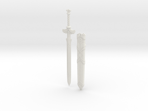 "BotW" Goddess Sword and Scabbard Set in White Natural Versatile Plastic: 1:12