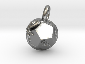 Dodecahedron Snake Pendant small in Natural Silver