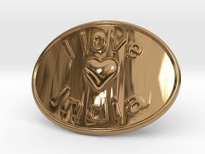 I Love India Belt Buckle in Polished Brass