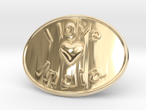 I Love India Belt Buckle in 14k Gold Plated Brass