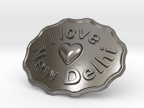I Love New Delhi Belt Buckle in Polished Nickel Steel
