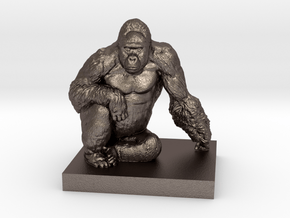 Gorilla Harambe in Polished Bronzed Silver Steel