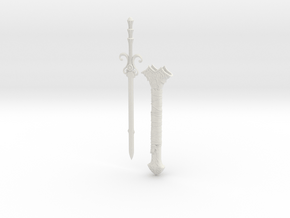 "BotW" Sword of the Six Sages and Scabbard Set in White Natural Versatile Plastic: 1:12