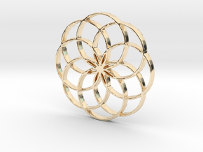 8 Petal Flower of Life Circles Rings Pendant in 14k Gold Plated Brass
