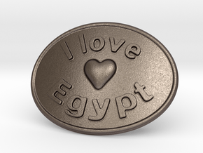 I Love Egypt Belt Buckle in Polished Bronzed Silver Steel
