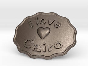 I Love Cairo Belt Buckle in Polished Bronzed Silver Steel