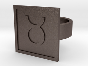 Taurus Ring in Polished Bronzed Silver Steel: 8 / 56.75