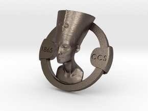 Nefertiti belt buckle Ornament in Polished Bronzed Silver Steel