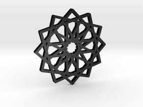 12-fold Islamic Star Pendant (without loop) in Matte Black Steel