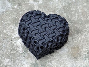 Gyroid Heart Box With Lid in Black Natural Versatile Plastic