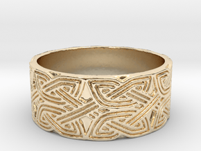 Croatian interlace male Ring (+2 armor) in 14k Gold Plated Brass
