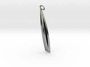 Modern+Linéaire Feather (Left Earring) in Fine Detail Polished Silver