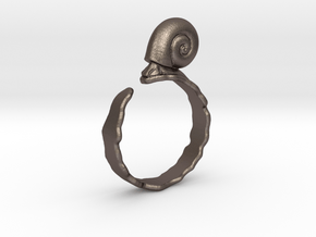 Ramshorn Ring - Size 6 in Polished Bronzed Silver Steel