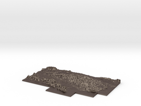 W500 S50 E 600 N150 Relief Map in Polished Bronzed Silver Steel