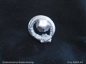 Dodecahedron Snake Earring in Natural Silver