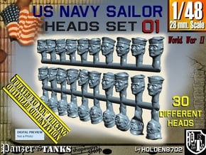 1/48 USN Dixie Cap Heads Set01 in Smooth Fine Detail Plastic