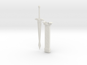 "BotW" Biggoron Sword and Scabbard Set in White Natural Versatile Plastic: 1:12