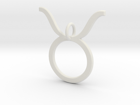 Taurus Symbol Pendant in White Natural Versatile Plastic