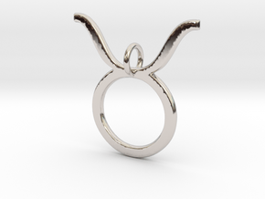 Taurus Symbol Pendant in Rhodium Plated Brass