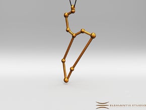 Leo Zodiac Constellation Pendant in Polished Gold Steel