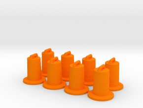 8 Traffic Barrels, Standard in Orange Processed Versatile Plastic: 1:64 - S