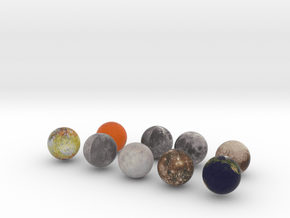 Earth and Moons and Pluto in Full Color Sandstone