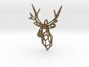 Stag Deer Facing Forward Pendant  in Natural Bronze
