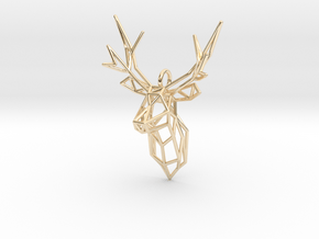Stag Deer Facing Forward Pendant  in 14K Yellow Gold