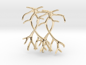 Reindeer Antler Earrings 01 in 14K Yellow Gold