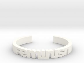 Feminist Cuff Bracelet in White Processed Versatile Plastic: Small