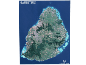 Mauritius Map in Full Color Sandstone