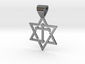 Star of David with the Cross in Polished Silver