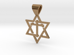 Star of David with the Cross in Natural Brass