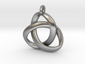 3D Open Triquetra Pendant 4.5cm in Natural Silver