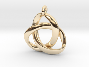 3D Open Triquetra Pendant 4.5cm in 14k Gold Plated Brass