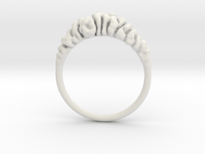 Reaction Diffusion Ring "Brainring" (size 60) in White Natural Versatile Plastic