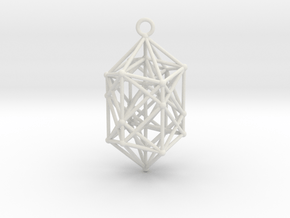 Hyperdiamond Crystal - 4D 24 Cell pendant in White Natural Versatile Plastic