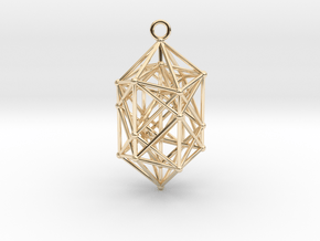 Hyperdiamond Crystal - 4D 24 Cell pendant in 14K Yellow Gold