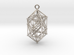 Hyperdiamond Crystal - 4D 24 Cell pendant in Rhodium Plated Brass