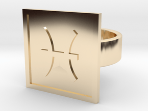 Pisces Ring in 14k Gold Plated Brass: 8 / 56.75