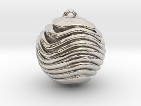Sliced Sphere Pendant in Rhodium Plated Brass