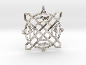 Croatian interlace pendant (+5 leadership) in Rhodium Plated Brass