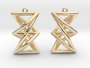 Complete Bipartite Earrings (K_{3,3}) in 14k Gold Plated Brass